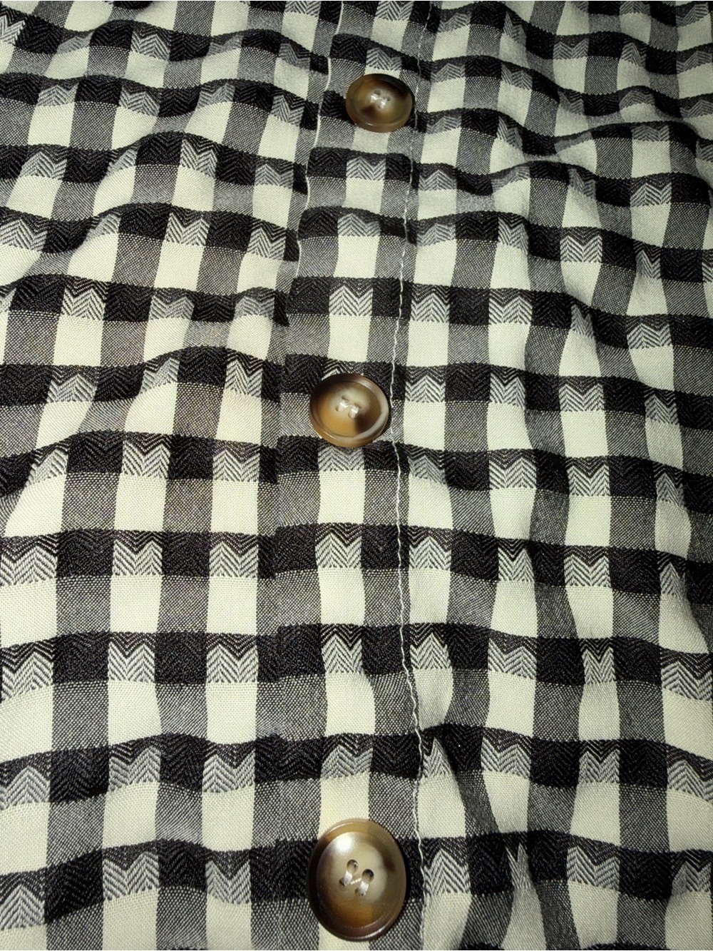 BloomChic Black & White Gingham Ruffle Button-Back Top - Picture 7 of 7